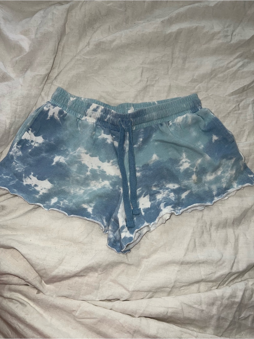 Pink Rose Light Blue & White Tie-Dye Lounge Shorts